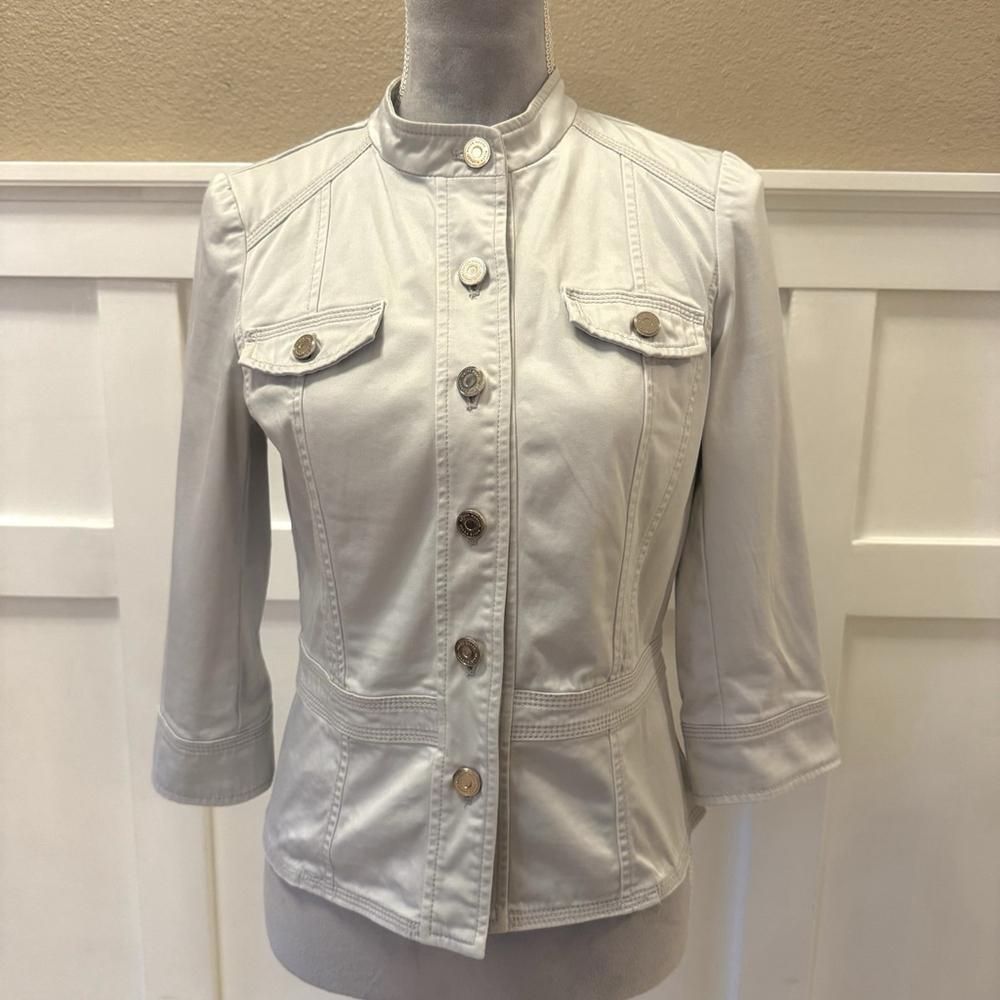 White House Black Market Mock Neck Jacket Blazer Size:4 Women 3/4 Sleeve